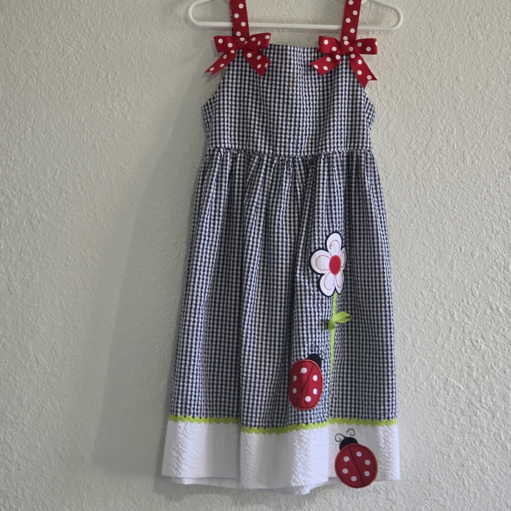 Charming Gingham Kids Dress with Red Accents